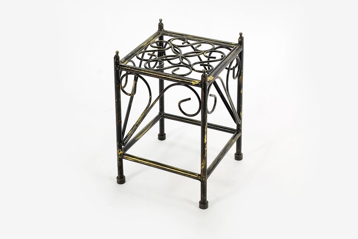 13″ Small Lattice Square Cast Iron Plant Stand Throughout Square Plant Stands (View 13 of 15)