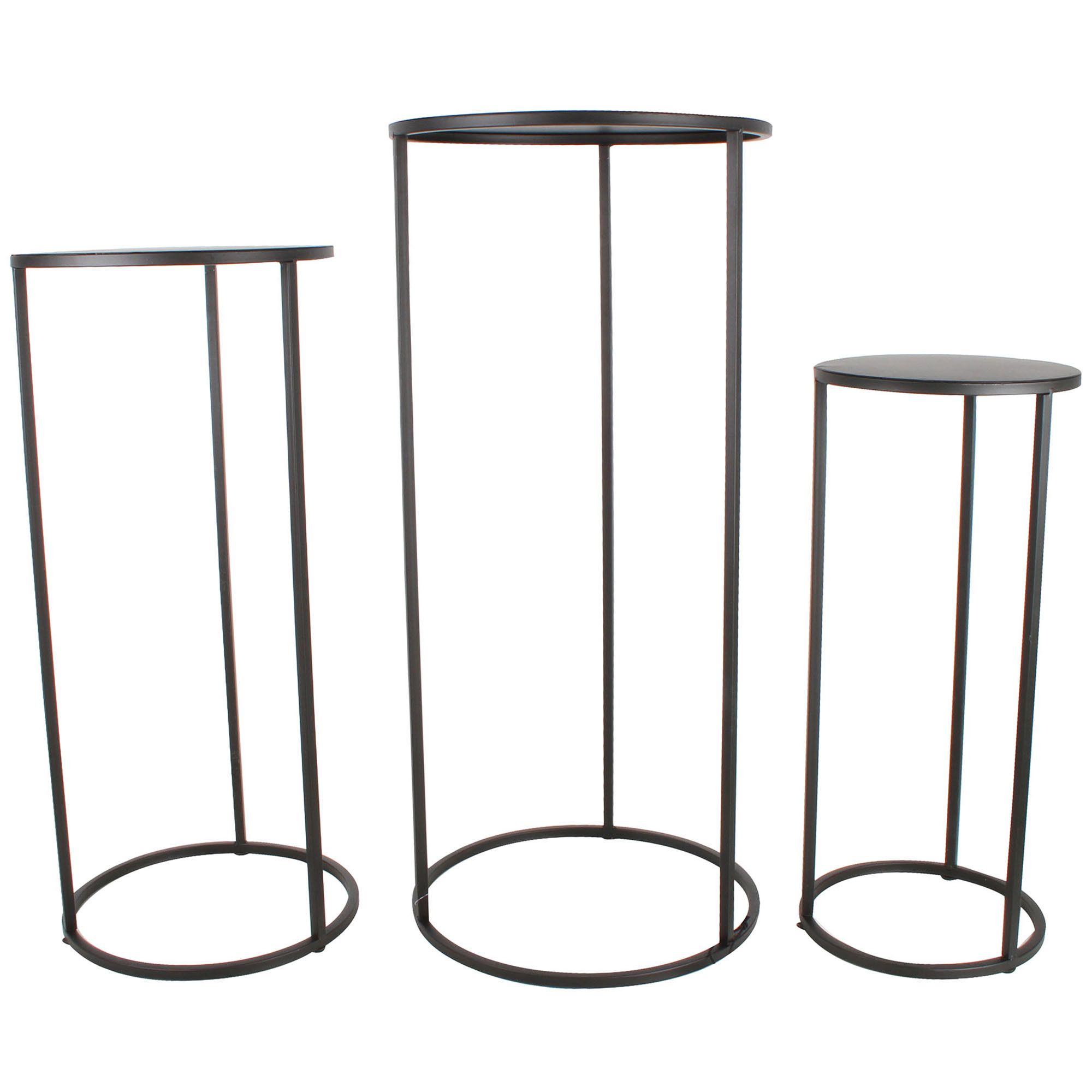3 Piece Matte Black Ekon Metal Plant Stand Set | Temple & Webster Pertaining To Black Plant Stands (View 11 of 15)