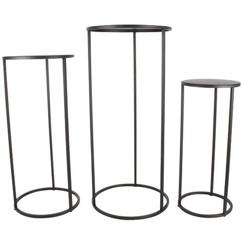 3 Piece Matte Black Ekon Metal Plant Stand Set | Temple & Webster With Set Of 3 Plant Stands (View 11 of 15)