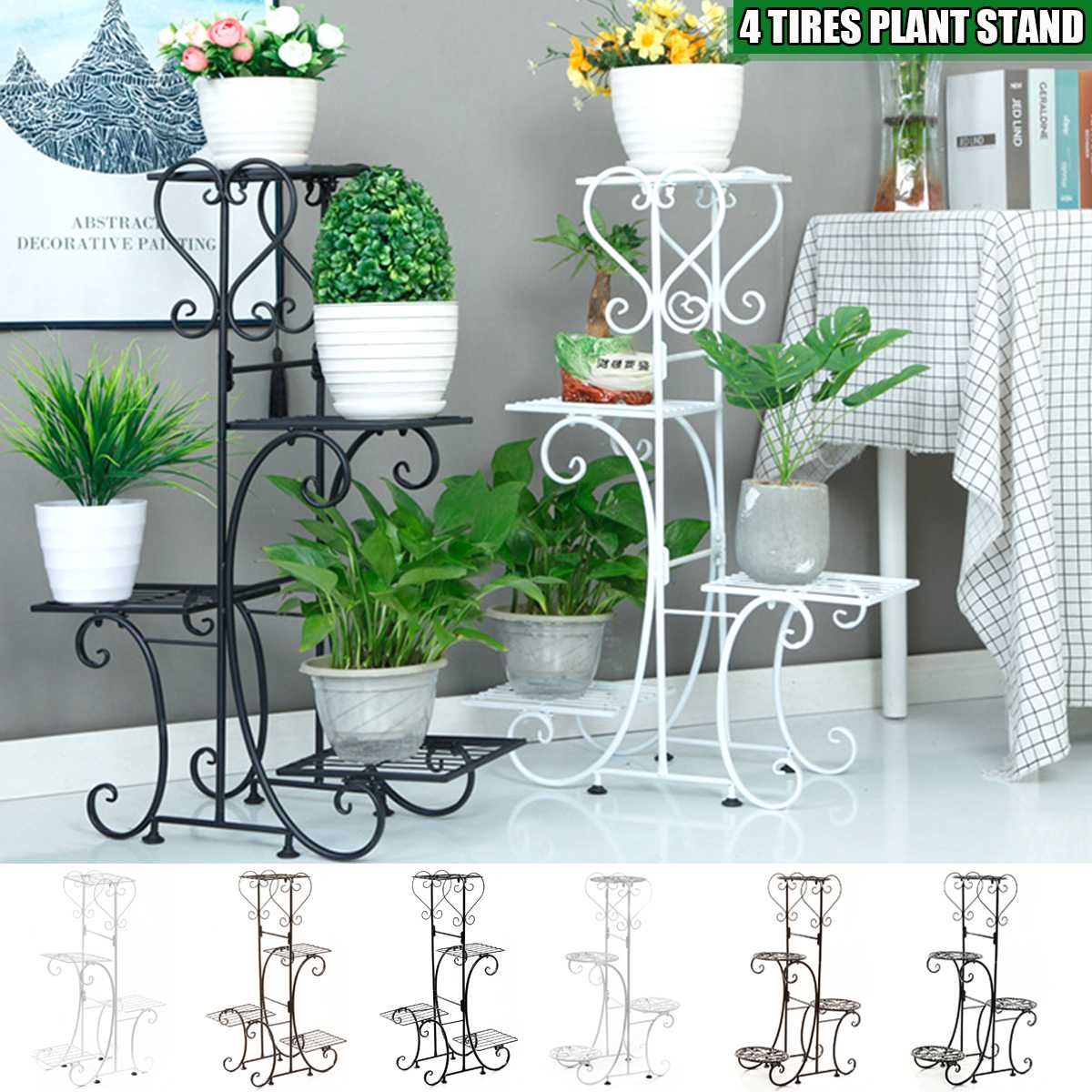 4 Tier Metal Plant Stand Holder Flower Pot Holder Shelves Display Rack Home  Decor Garden Balcony Flower Storage Rack – Plant Shelves – Aliexpress Pertaining To Four Tier Metal Plant Stands (View 11 of 15)