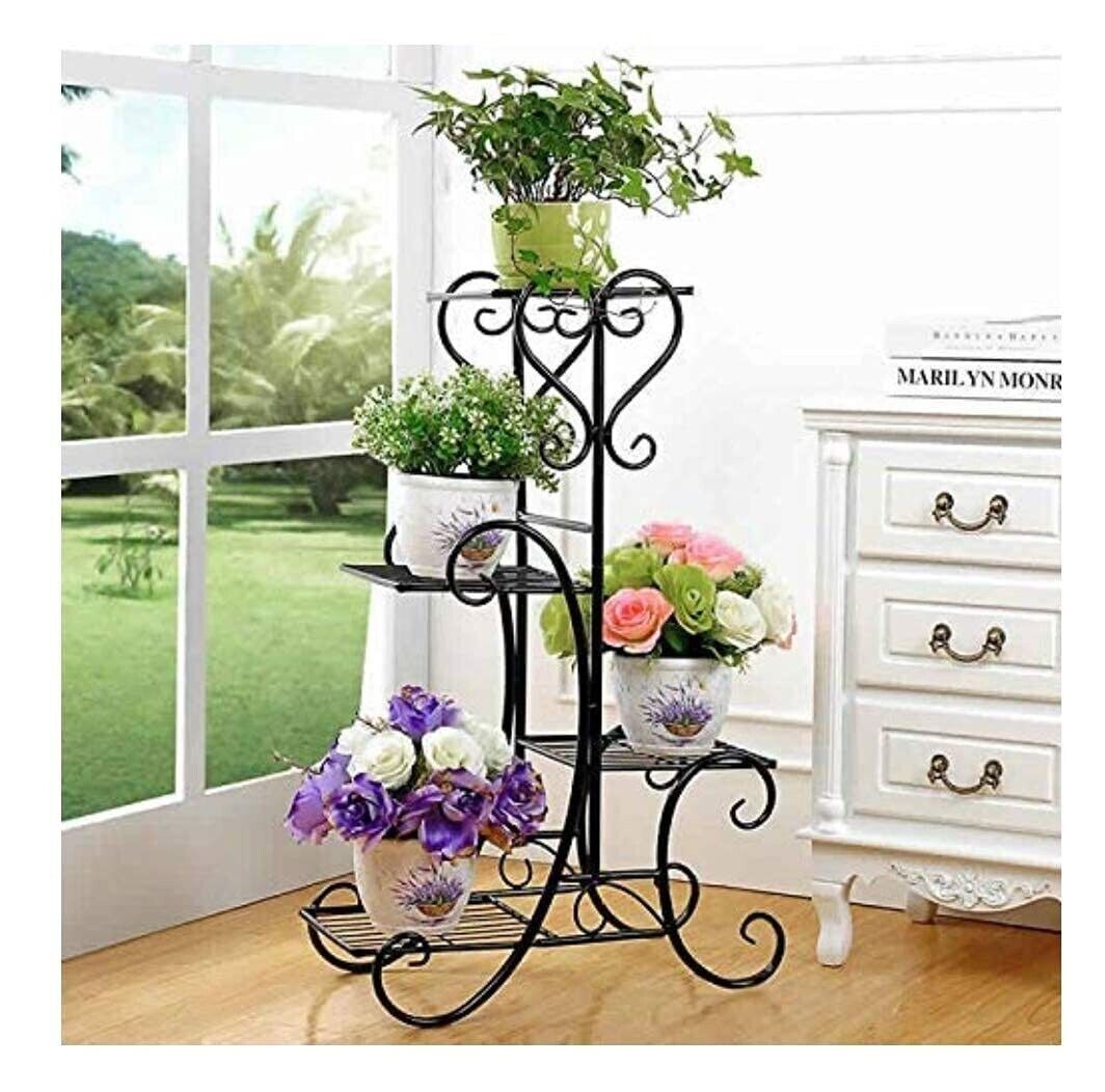 4 Tier Plant Stands For Indoors And Outdoors, Flower Pot Holder Shelf For  Multi Plants, Black With Regard To 36 Inch Plant Stands (View 15 of 15)