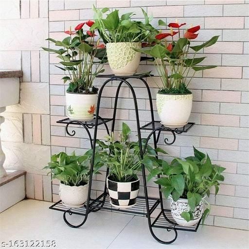 6 Tier Plant Stands For Indoors And Outdoors, Flower Pot Holder Shelf For  Multi Plants, Black Metal Plant Stand For Patio L 32 X W 10 X H 29 Inches Throughout 32 Inch Plant Stands (View 6 of 15)