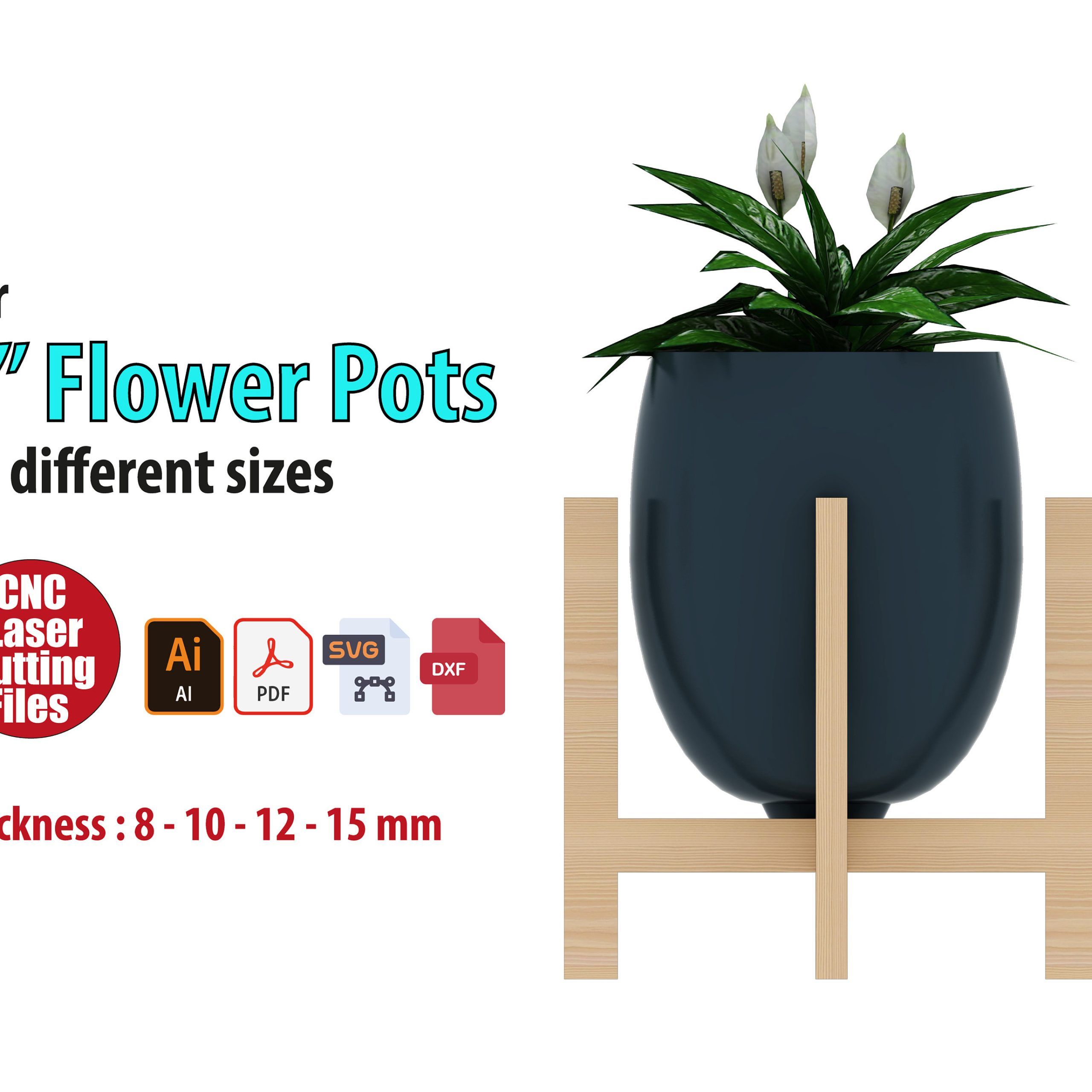 9 Inch Plant Stand Pot Holder Cnc And Laser Cutting Files For – Etsy Within 15 Inch Plant Stands (View 11 of 15)