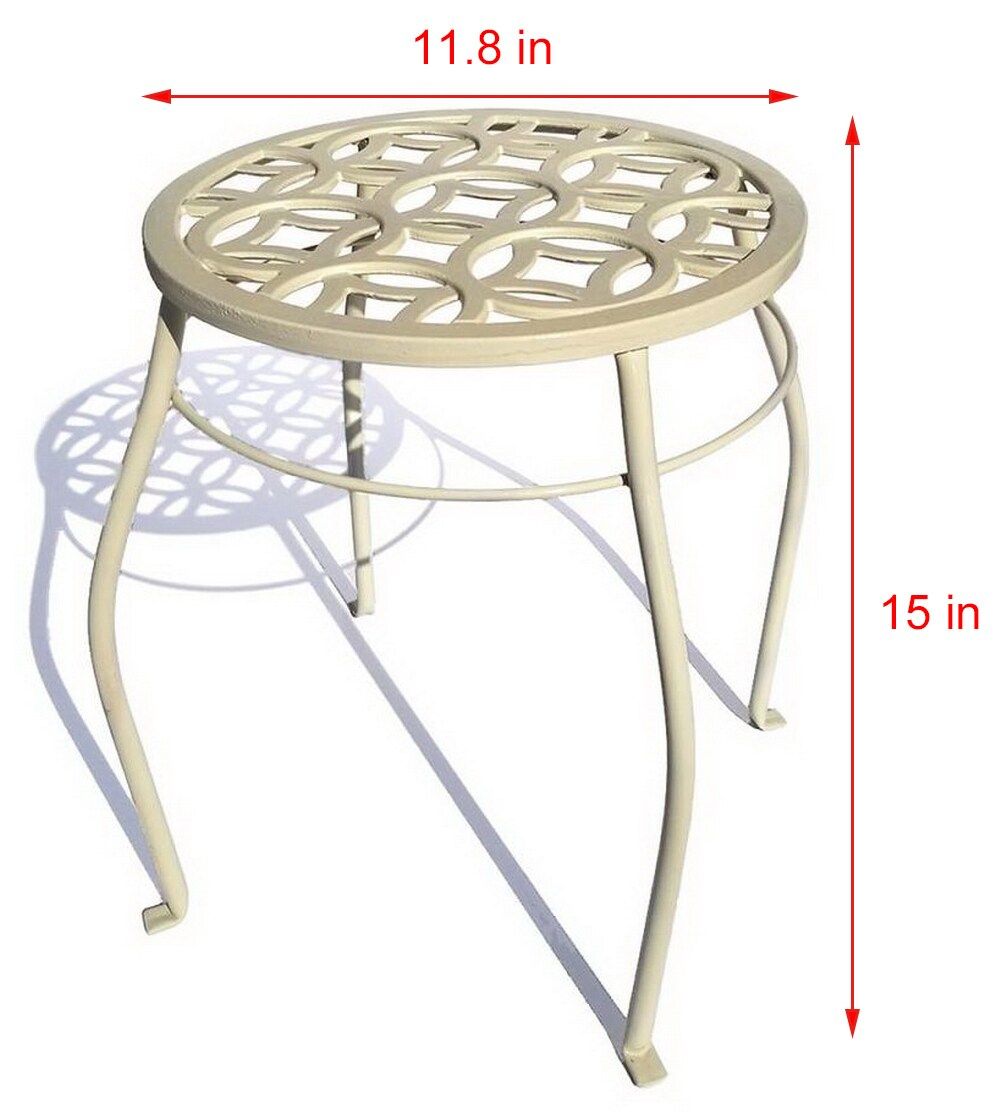 Allen + Roth 15 In H X 12 In W Cream Indoor/Outdoor Round Steel Plant Stand  In The Plant Stands Department At Lowes For 15 Inch Plant Stands (View 4 of 15)