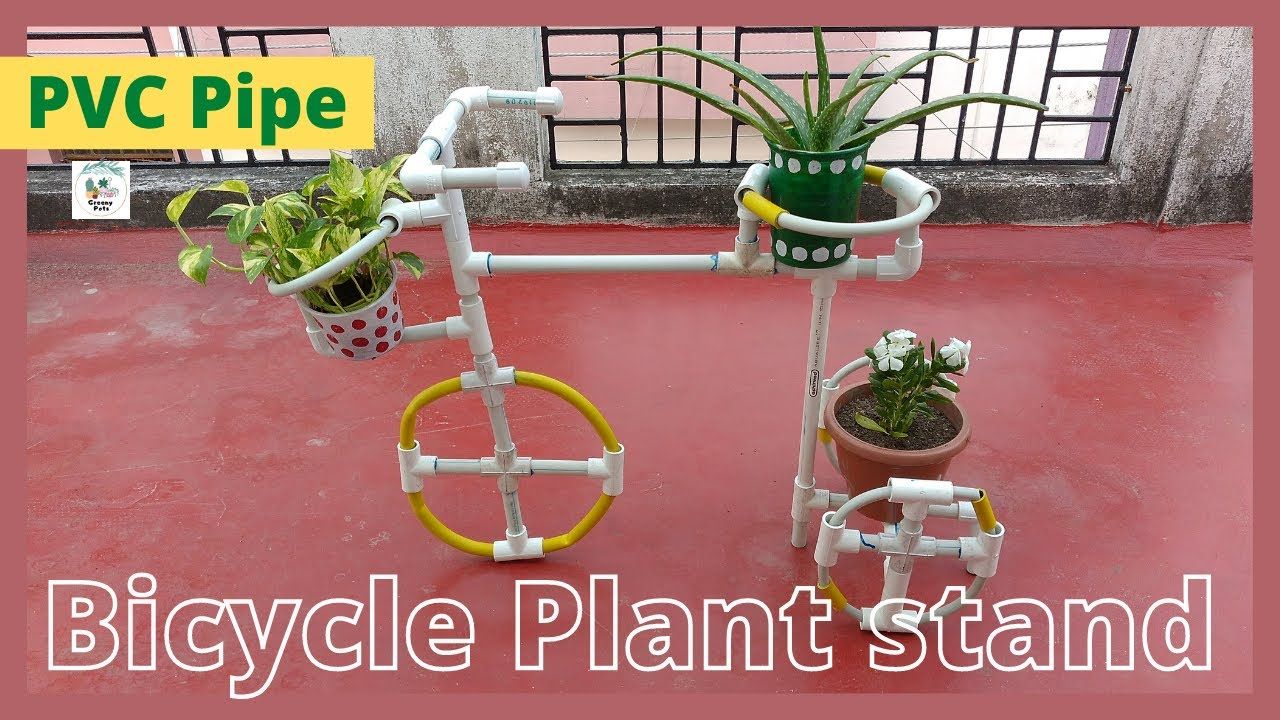 Bicycle Plant Stand | Diy With Pvc Pipe | Pvc Pipe Pot Stand For Home  Decoration – Youtube With Regard To Pvc Plant Stands (View 9 of 15)