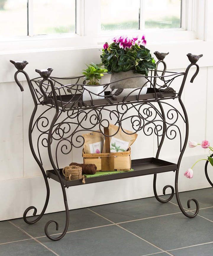 Birds Two Shelf Cast Iron Plant Stand | Wrought Iron Plant Stands, Iron  Plant Stand, Diy Garden Furniture Inside Wrought Iron Plant Stands (View 13 of 15)