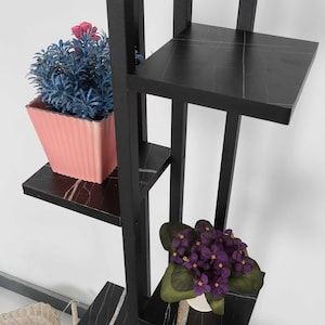 Black Marble Plant Stand 6 And 7 Tier Plant Pot Stand – Etsy For Black Marble Plant Stands (View 11 of 15)