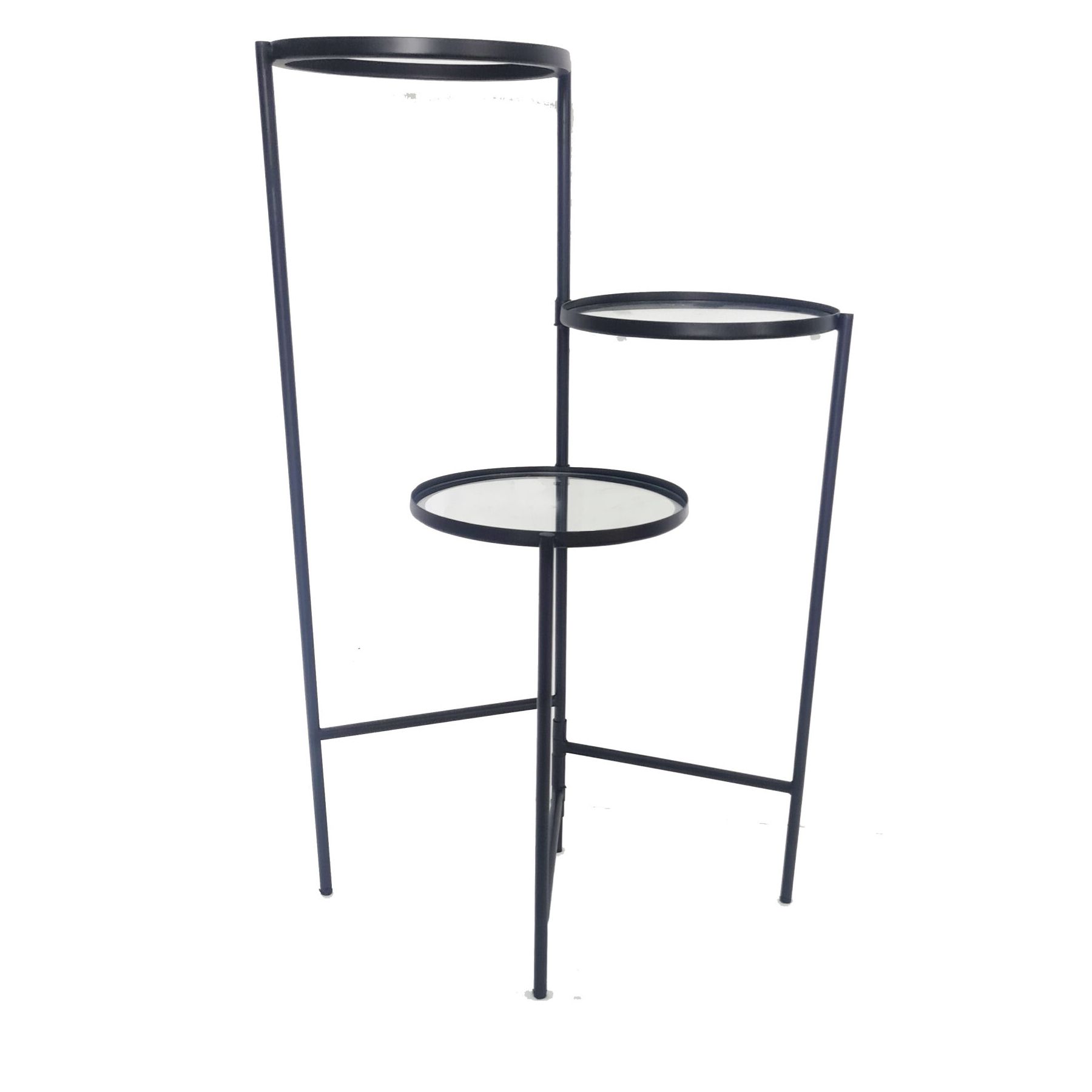 Black Metal 32 Inch 3 Layered Glass Plant Standsagebrook Home Intended For White 32 Inch Plant Stands (View 8 of 15)