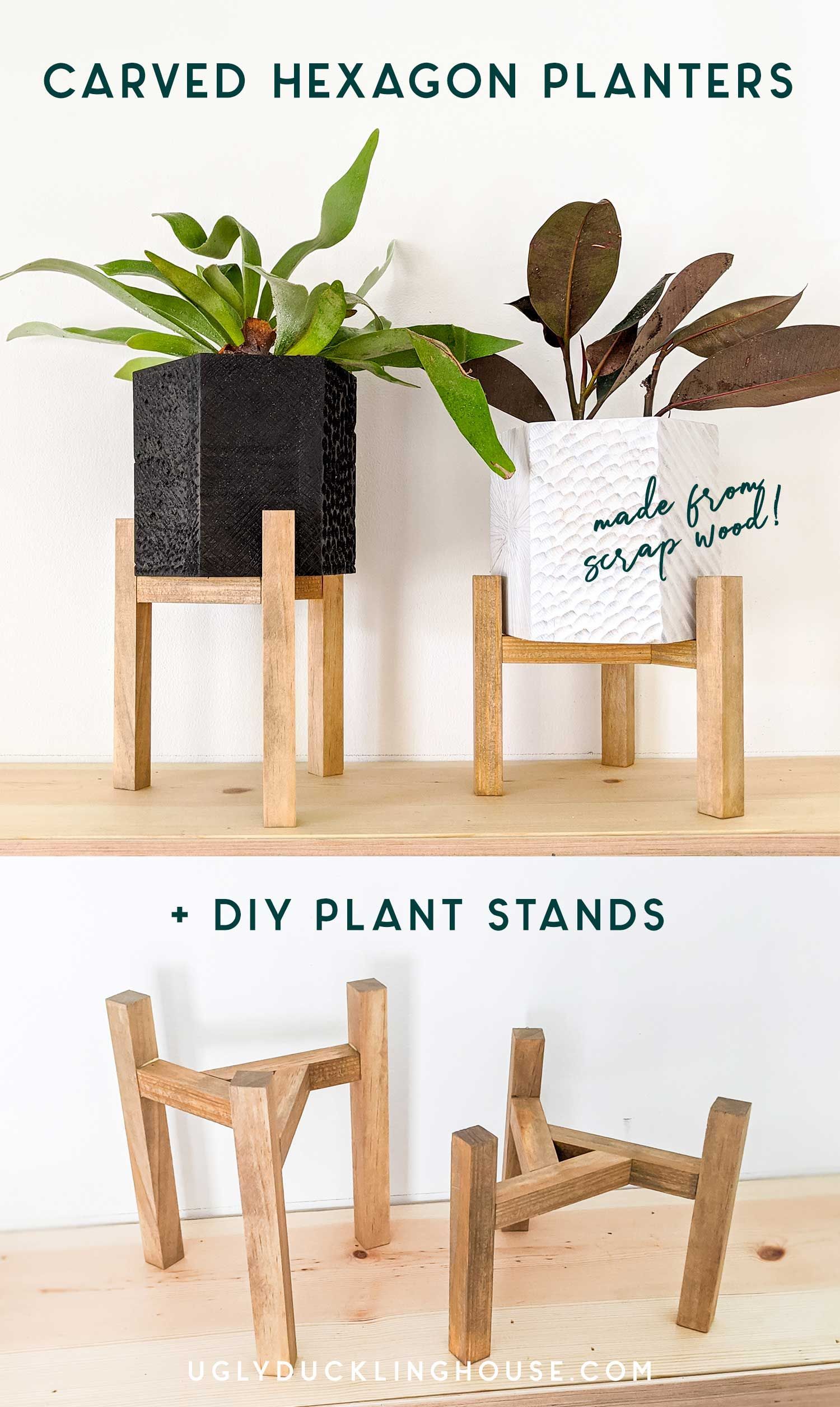 Carved Hexagon Planters + Plant Stands | Diy Plant Stand, Wood Projects,  Woodworking Projects Diy In Carved Plant Stands (View 7 of 15)