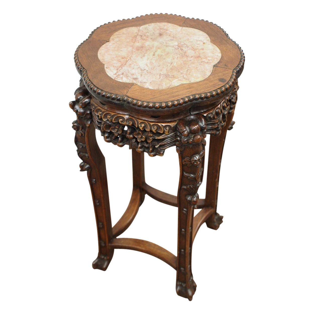Chinese Hongmu And Marble Top Plant Stand – Georgian Antiques Regarding Marble Plant Stands (View 9 of 15)
