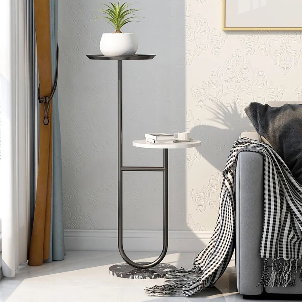 Contemporary Indoor Plant Stand End Table In Black Homary Regarding Plant Stands With Side Table (View 15 of 15)