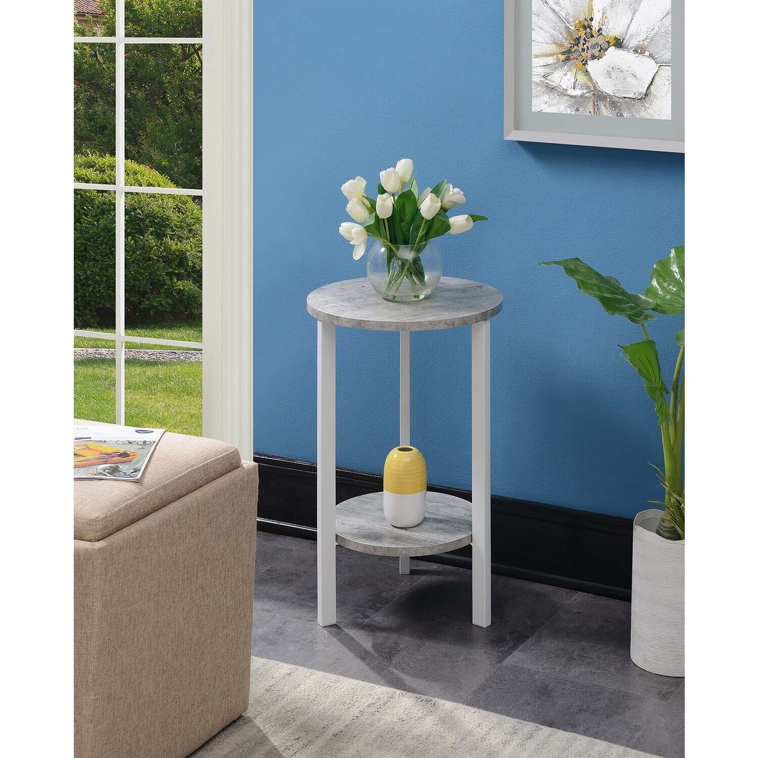 Convenience Concepts Graystone 24" Plant Stand, Faux Birch/White –  Walmart Throughout 24 Inch Plant Stands (View 13 of 15)