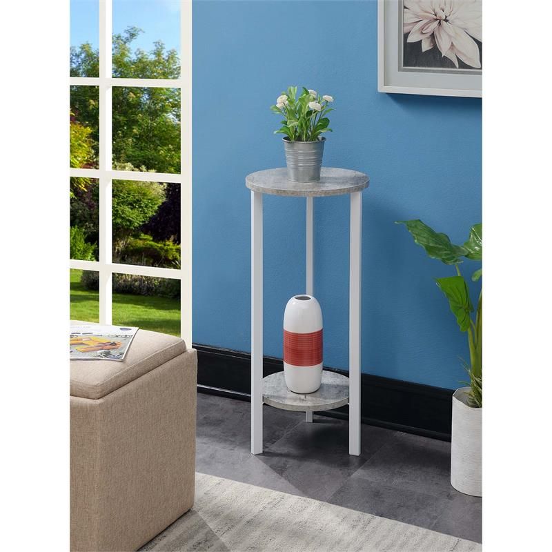 Convenience Concepts Graystone 31 Inch 2 Tier Plant Stand, Faux Birch/White  – Walmart Intended For 31 Inch Plant Stands (View 2 of 15)