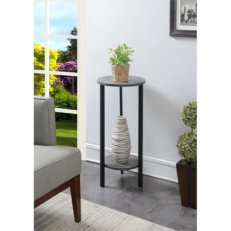 Convenience Concepts Graystone 31 Inch 2 Tier Plant Stand, Weathered  Gray/Black – Walmart For 31 Inch Plant Stands (View 4 of 15)