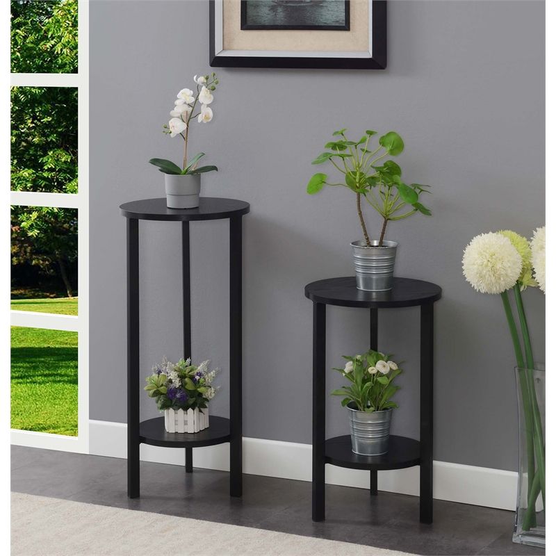 Convenience Concepts Graystone 31 Inch Plant Stand In Black Wood And Metal  Frame | Cymax Business Regarding 31 Inch Plant Stands (View 8 of 15)