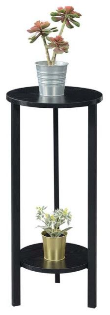 Convenience Concepts Graystone 31 Inch Plant Stand In Black Wood And Metal  Frame – Transitional – Plant Stands And Telephone Tables  Homesquare |  Houzz With 31 Inch Plant Stands (View 14 of 15)