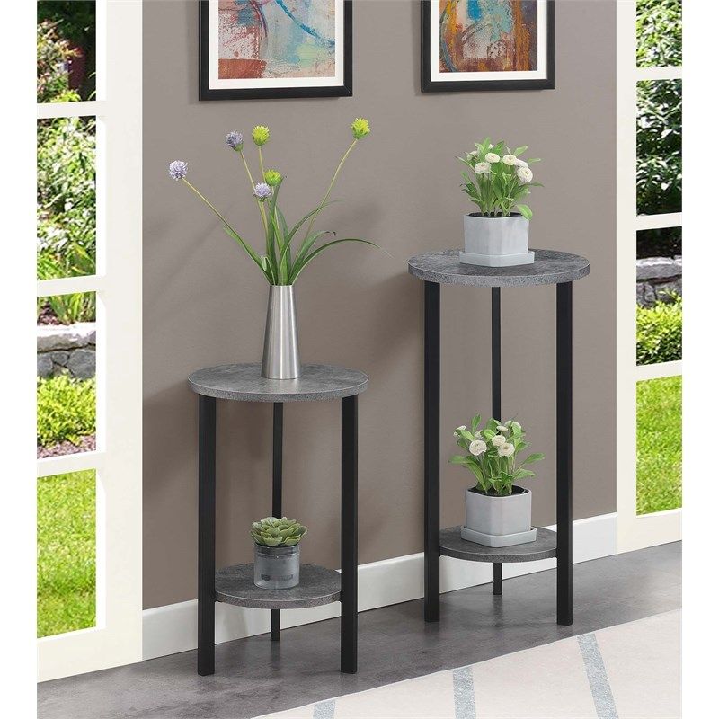 Convenience Concepts Graystone 31 Inch Two Tier Plant Stand In Gray Wood  Finish | Homesquare Intended For 31 Inch Plant Stands (View 9 of 15)
