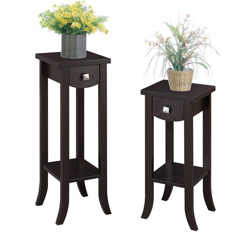 Convenience Concepts Newport Prism Tall Plant Stand In Espresso Wood Finish  | Homesquare Within Prism Plant Stands (View 7 of 15)