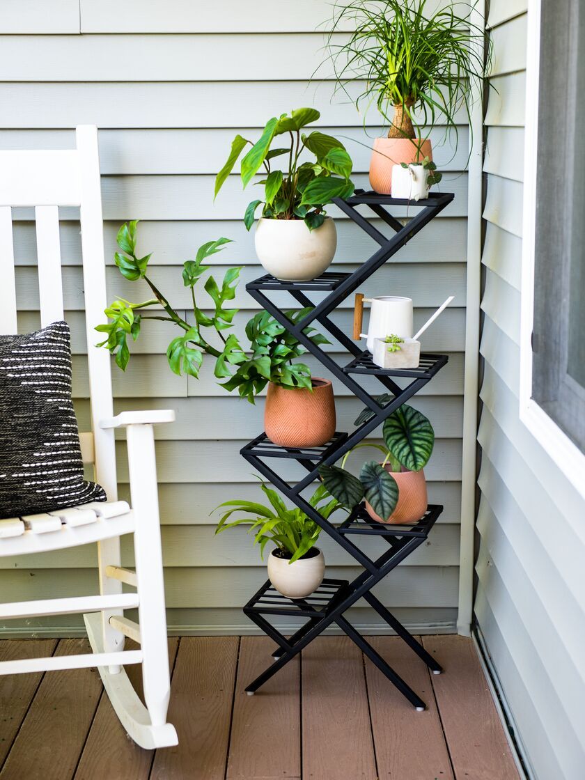 Crisscross Cascading Plant Stand | Gardener'S Supply In Green Plant Stands (View 5 of 15)