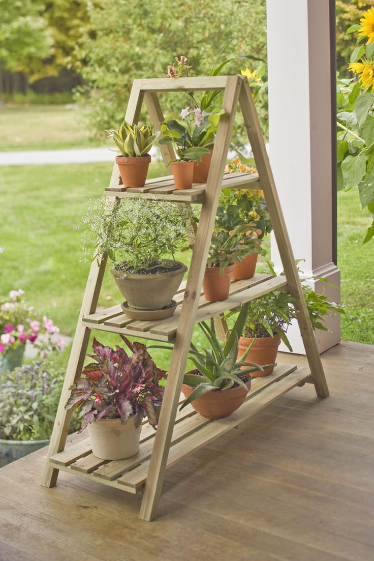 Deluxe A Frame Plant Stand With Trays | Gardener'S Supply | Idéias De  Jardinagem, Hortas Verticais, Jardinagem E Decoração Regarding Deluxe Plant Stands (View 5 of 15)