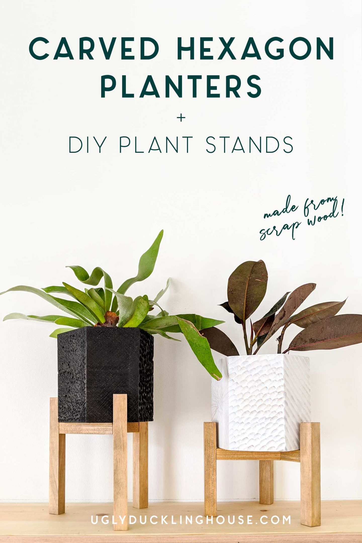 Diy Carved Hexagon Planter With Plant Stand • Ugly Duckling House Inside Hexagon Plant Stands (View 5 of 15)