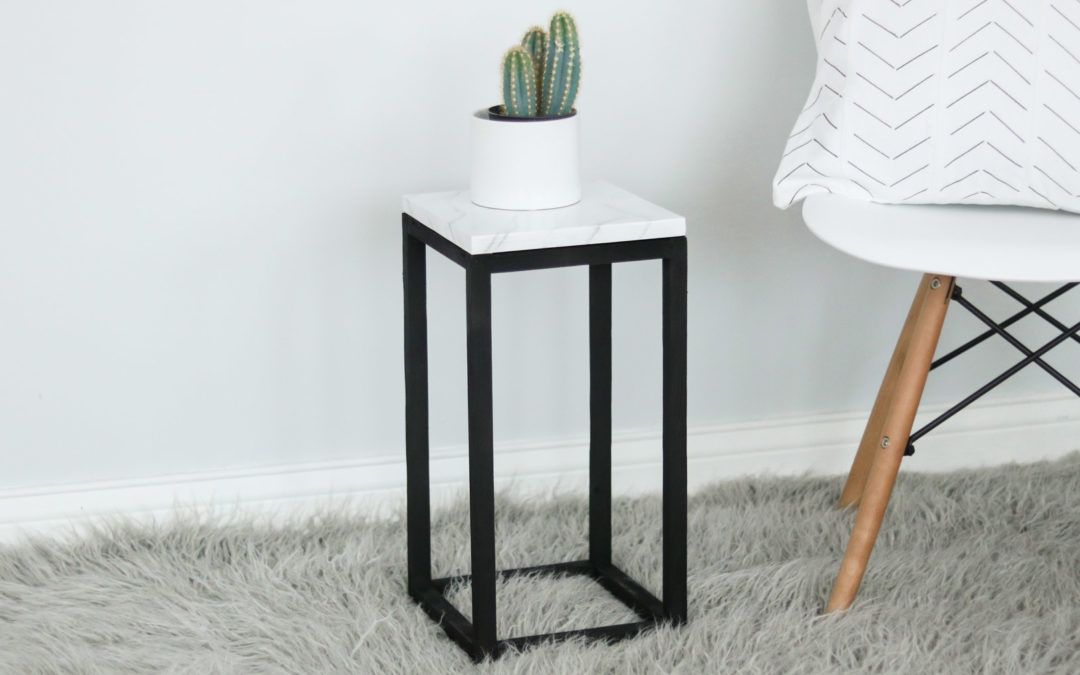 Diy Plant Stand + Easy Faux Marble Effect! – Lily Ardor Pertaining To Marble Plant Stands (View 1 of 15)