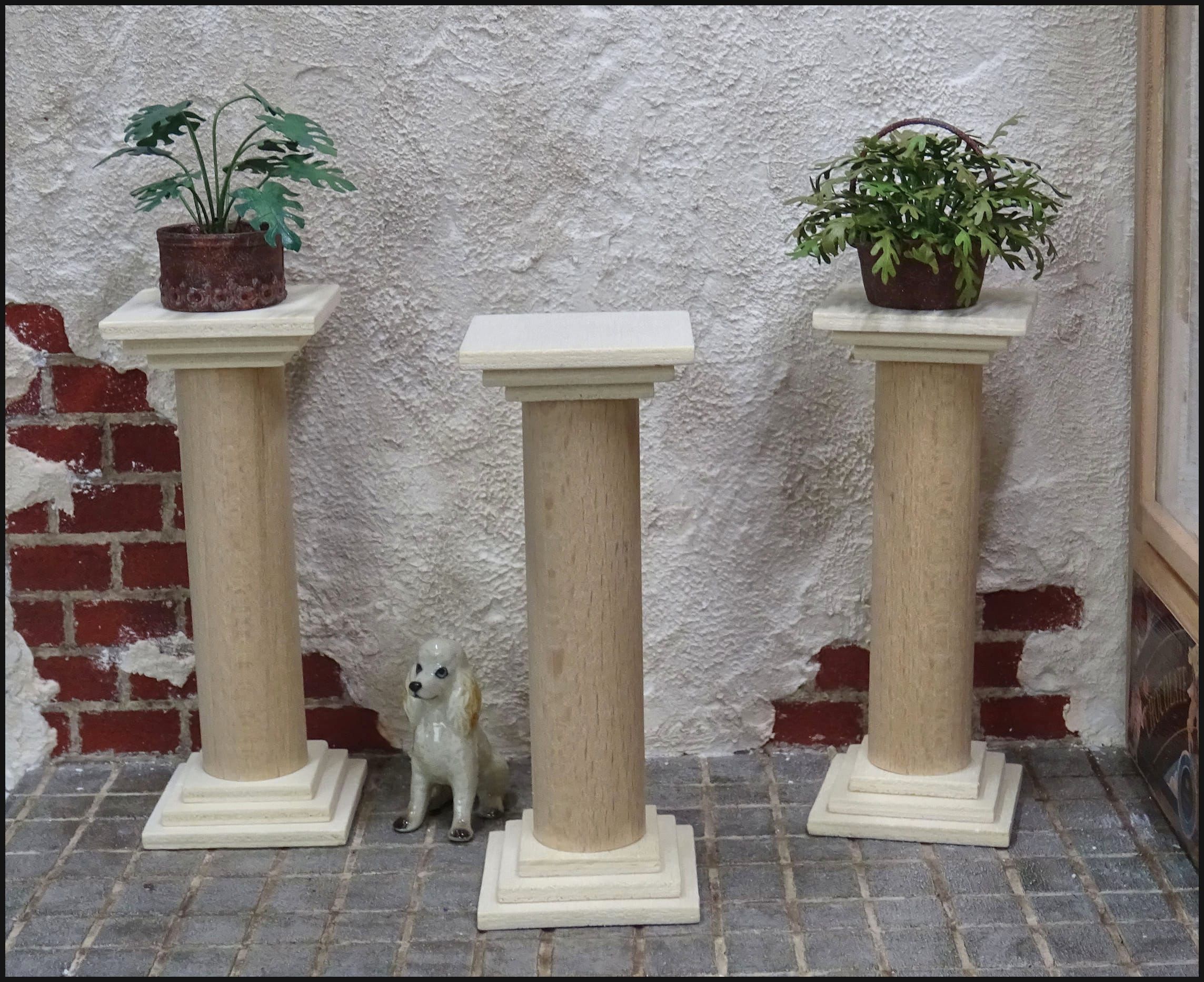 Dollhouse Miniature Plant Pillar/Pedestal Unfinished Wooden – Etsy Regarding Pillar Plant Stands (View 15 of 15)