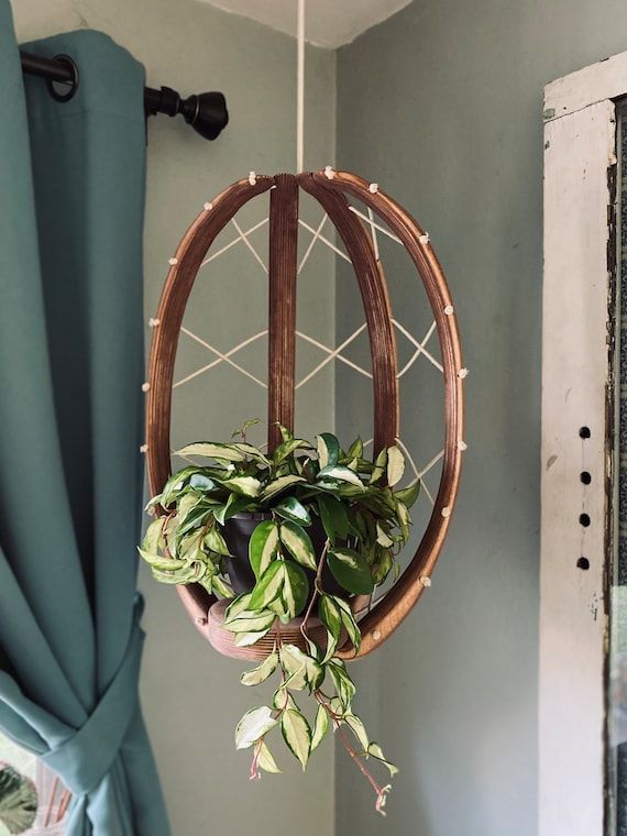 Eggshell Plant Hanger Plant Stand Wood Plant Hanger Indoor – Etsy Throughout Eggshell Plant Stands (View 7 of 15)