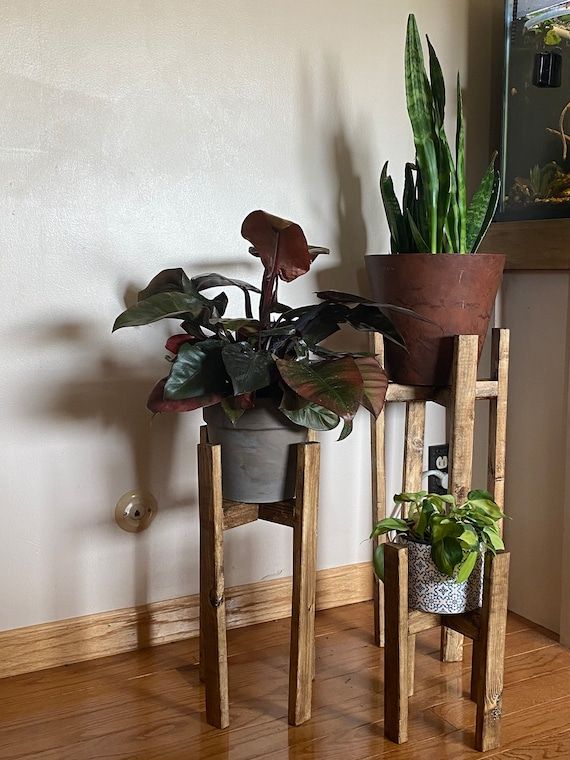 Farmhouse Plant Stand L Plant Stand Trio L Houseplant Decor L – Etsy With Regard To Set Of Three Plant Stands (View 5 of 15)