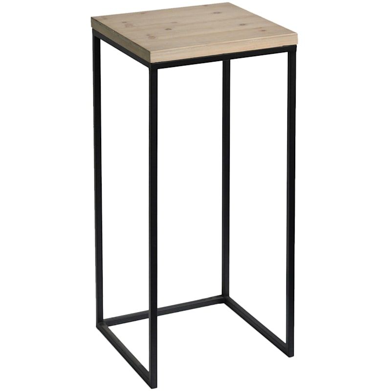 Fiona Wood Top Plant Stand With Metal Base, Medium | At Home Within Iron Base Plant Stands (View 4 of 15)