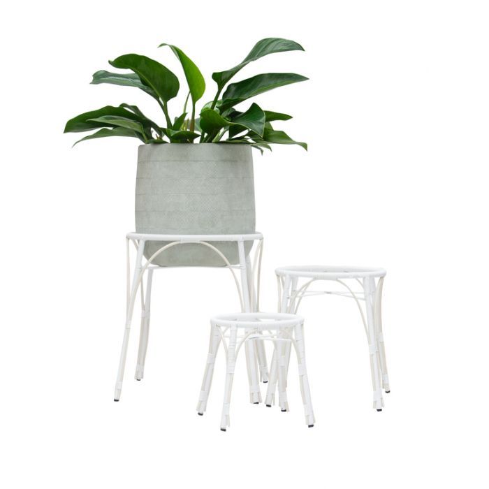 Fp Collection Santa Fe Planter Stand White Intended For White Plant Stands (View 12 of 15)