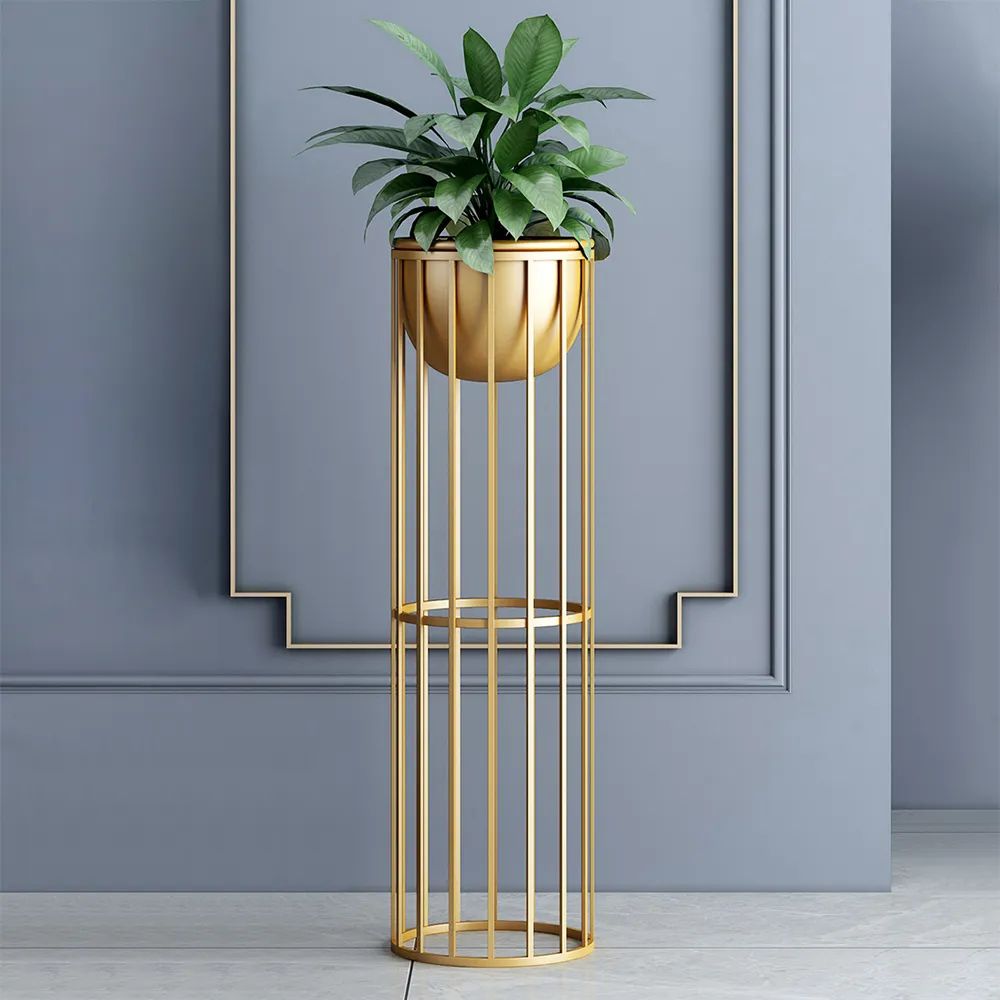 Gold Plant Pot Modern Planter With Gold Stand For Indoor Metal Homary In Gold Plant Stands (View 10 of 15)