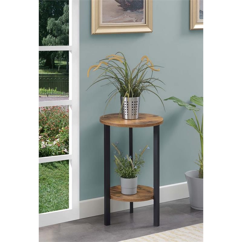 Graystone 24 Inch Two Tier Plant Stand In Nutmeg Wood Finish |  Bushfurniturecollection With 24 Inch Plant Stands (View 11 of 15)
