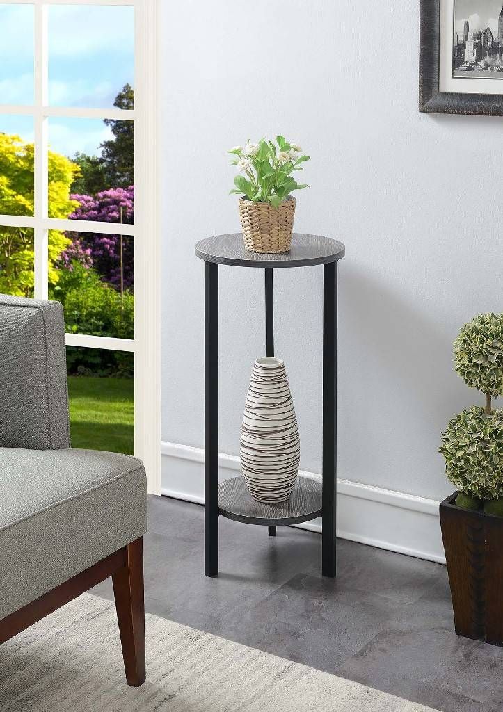 Graystone 31 Inch Plant Stand In Weathered Gray/Black – Convenience  Concepts 111253Wgybl In Weathered Gray Plant Stands (View 3 of 15)