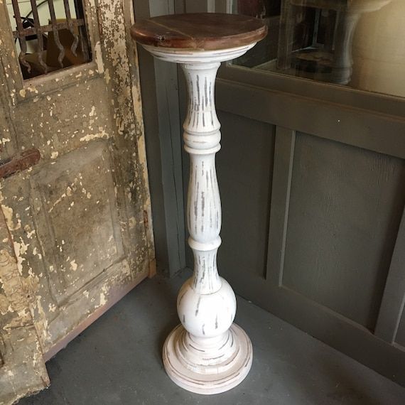 Large 43 Wooden Plant Stand Column Holder Candle French – Etsy Hong Kong Pertaining To Marble Plant Stands (View 12 of 15)