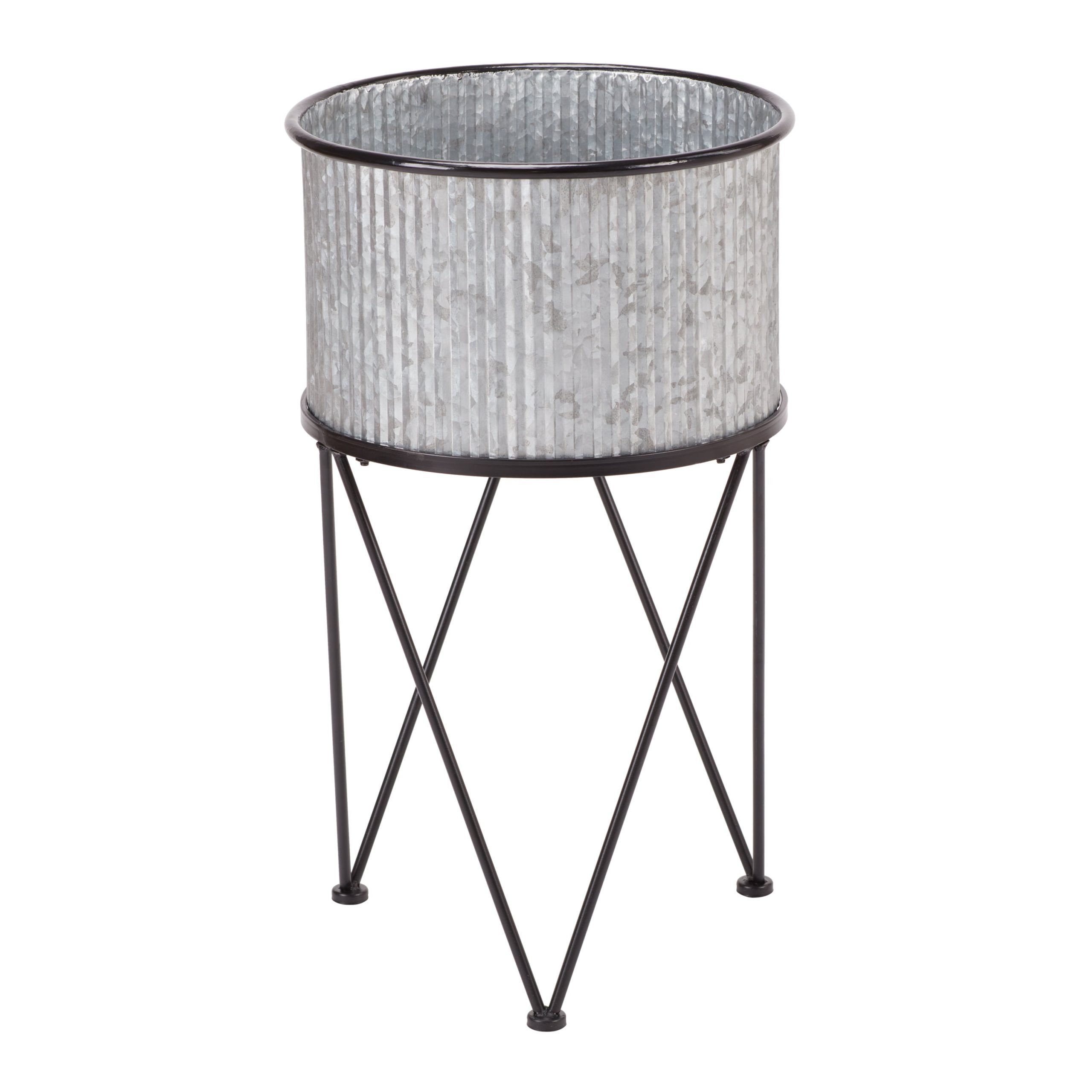 Mainstays Karvel Galvanized Metal Column Planter With Stand, 15.7 In Dia (View 1 of 15)
