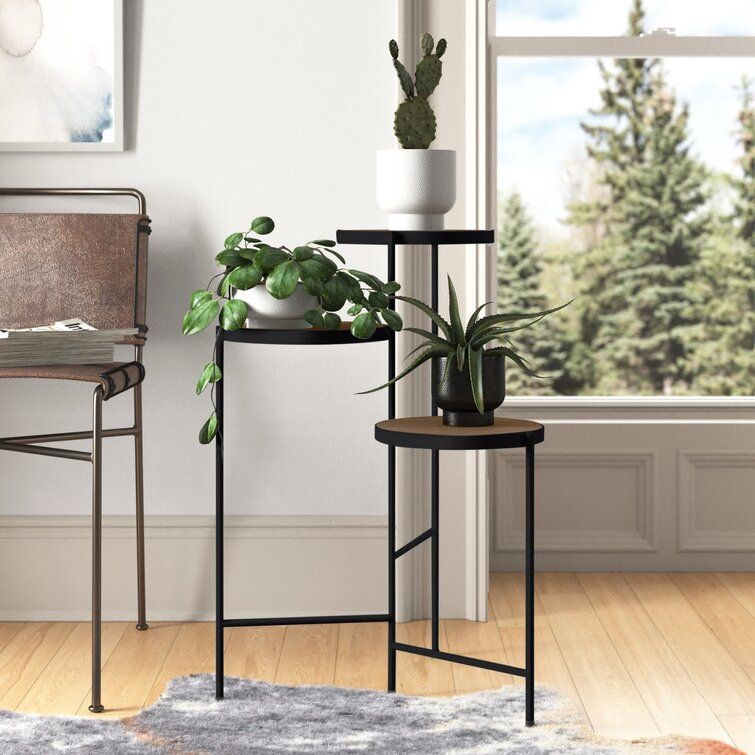 Mercury Row® Logan Square Round Multi Tiered Solid Wood Plant Stand &  Reviews | Wayfair Throughout Industrial Plant Stands (View 5 of 15)