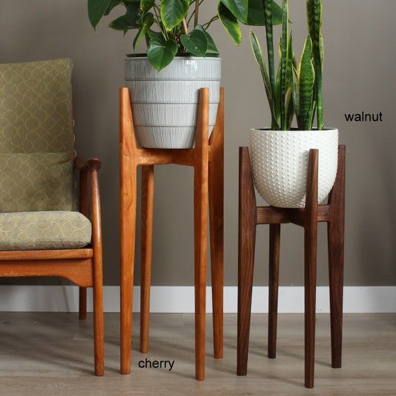 Mid Century Modern Plant Stand Our Original Design Indoor – Etsy Throughout Modern Plant Stands (View 8 of 15)