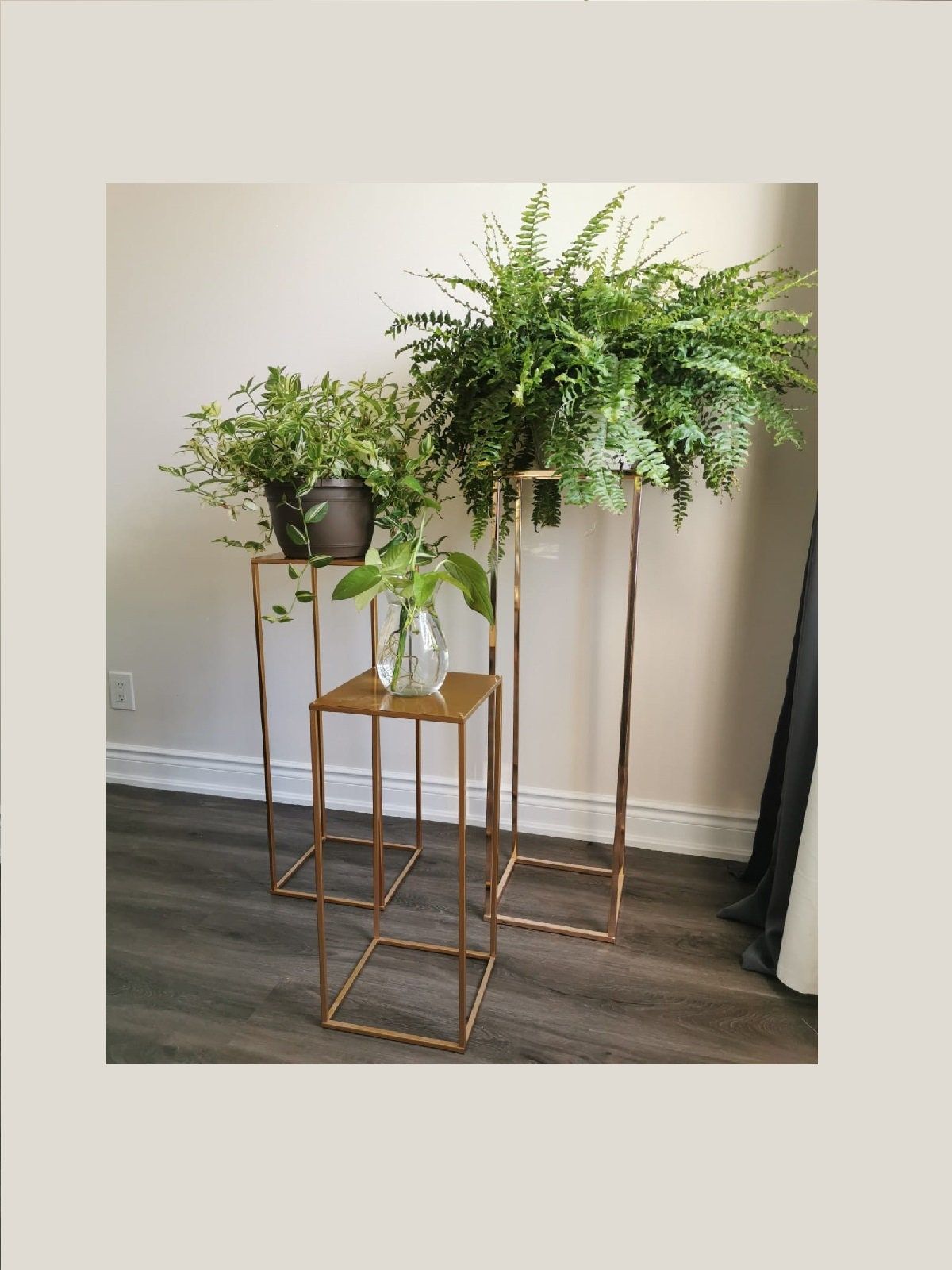 Modern Plant Stand Rectangle Stand Metal Gold Geometric – Etsy Italia Within Gold Plant Stands (View 1 of 15)