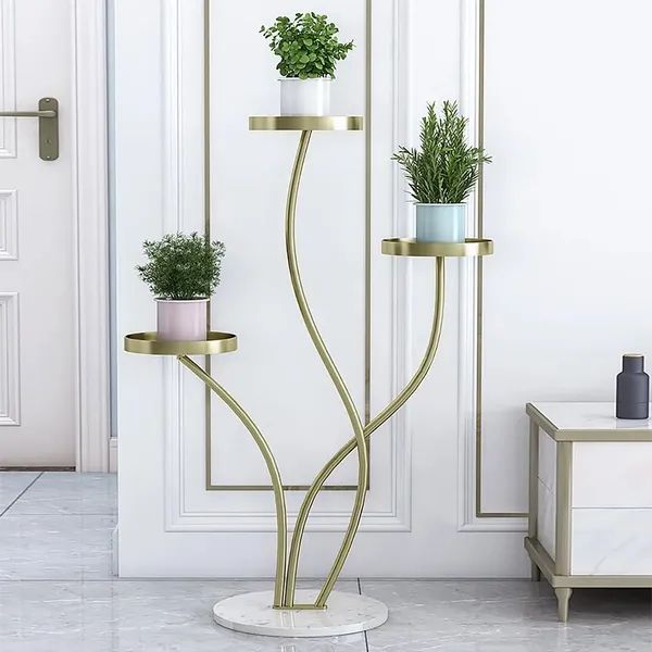 Modern Tall Metal Plant Stand Indoor 3 Tier Corner Planter In Gold Homary For Gold Plant Stands (View 8 of 15)