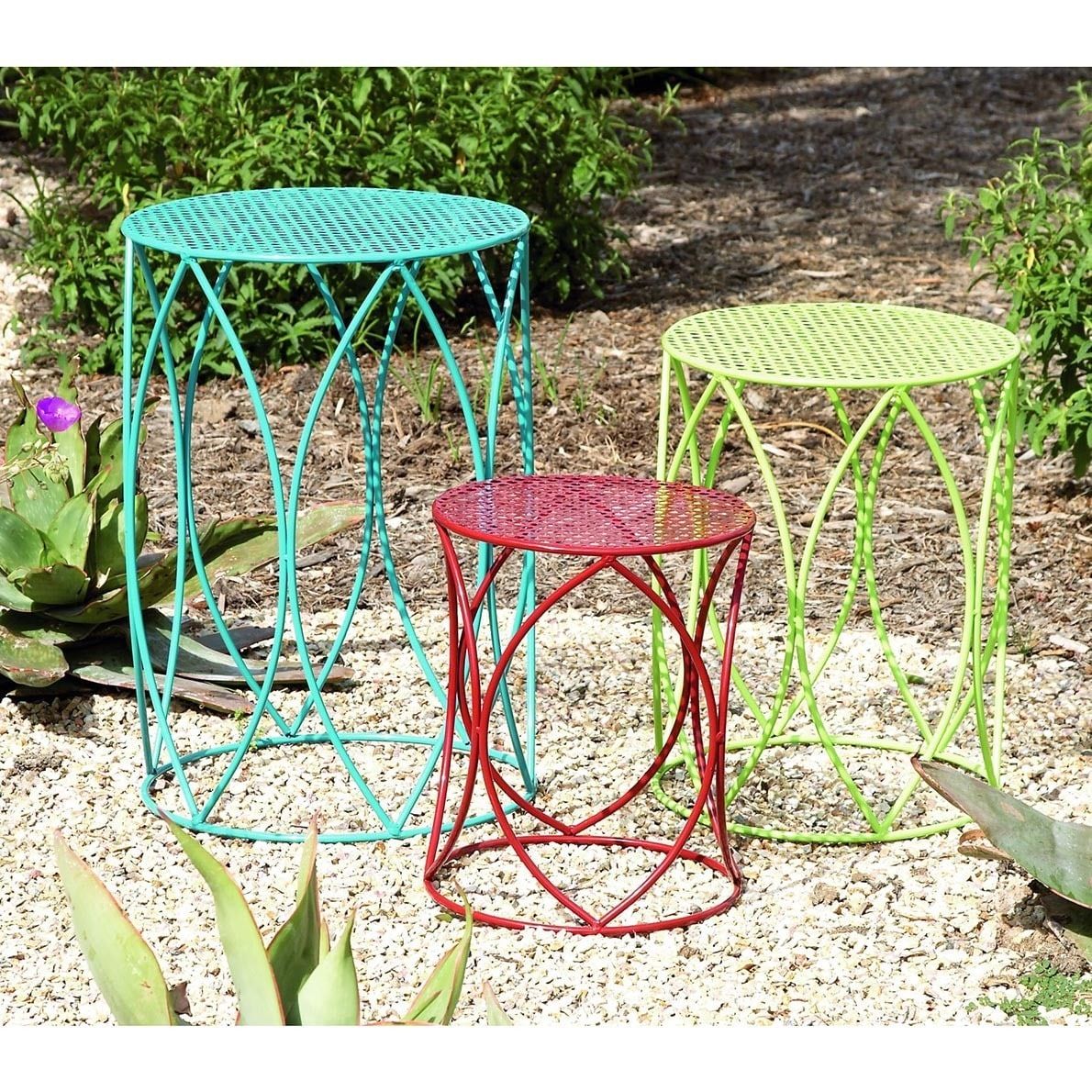 Multi Colored 15 Inch Metal Plant Stand (Set Of 3) – Multi Color –  Overstock – 10116246 Inside 15 Inch Plant Stands (View 14 of 15)