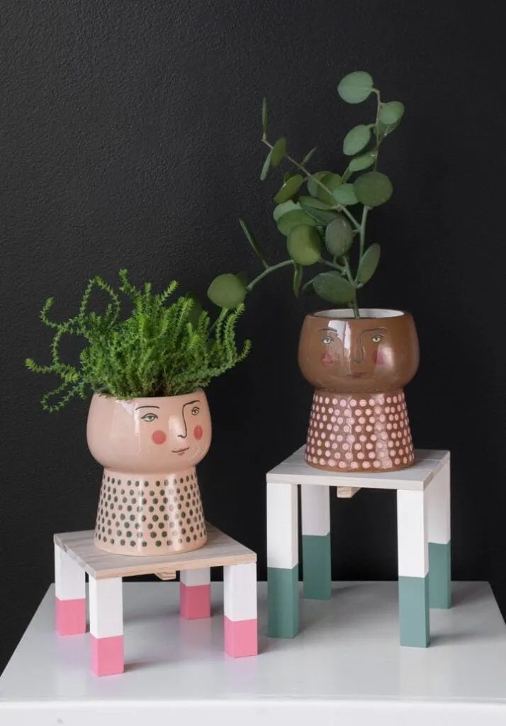 Painted Mini Plant Stands: Diy Scrapwood Dipped Leg Plant Stands! Pertaining To Painted Wood Plant Stands (View 5 of 15)