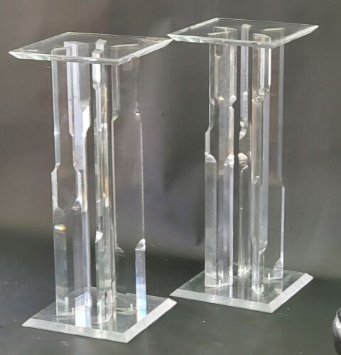 Pair Of Ornate Clear Acrylic Plant / Light Stands – Beautiful! | Ebay Inside Acrylic Plant Stands (View 3 of 15)