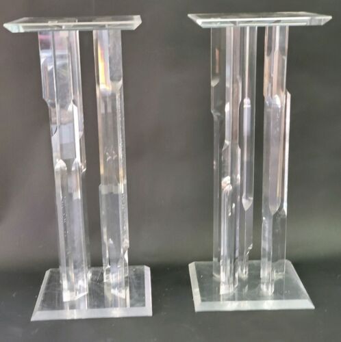 Pair Of Ornate Clear Acrylic Plant / Light Stands – Beautiful! | Ebay Intended For Crystal Clear Plant Stands (View 13 of 15)