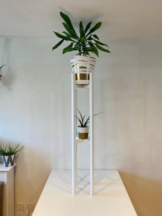 Plant Pot Stand In White Extra Tall Wooden Plant Stand Hand – Etsy For White Plant Stands (View 2 of 15)