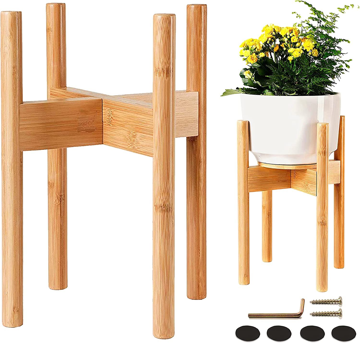 Plant Stand Indoor – Bamboo Wood, Full Adjustable, Holds 8 10 And 12 Inch  Plante | Ebay With 12 Inch Plant Stands (View 8 of 15)