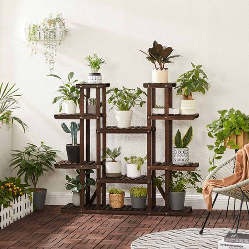 Plant Stand Rustic Dark Brown | Songmics With Brown Plant Stands (View 2 of 15)
