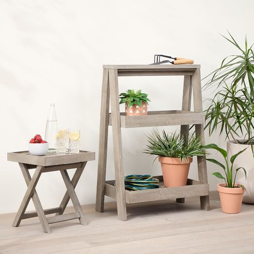 Portside Wood 2 Tier Plant Stand & Tray Table Throughout Two Tier Plant Stands (View 15 of 15)