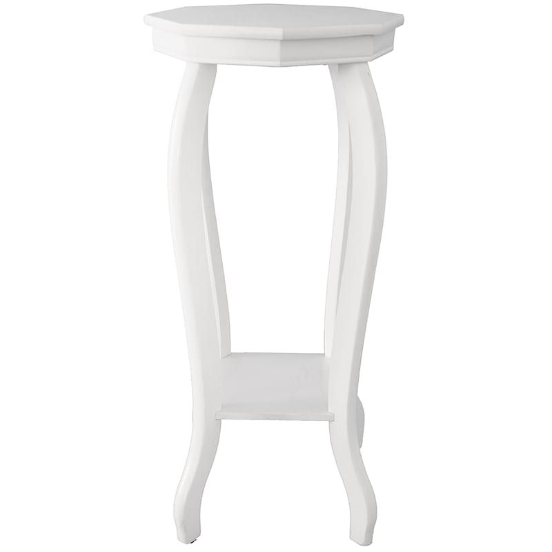 Providence White Wood Octagon Top Plant Stand | At Home | The Home Decor &  Holiday Superstore Throughout White Plant Stands (View 7 of 15)