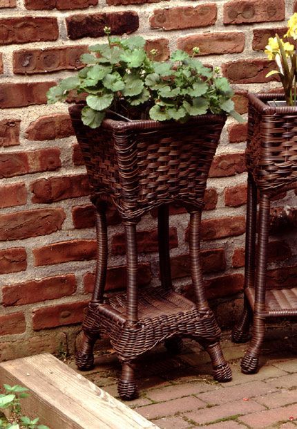 Resin Wicker Plant Stand Square With Galvanize Tin Within Resin Plant Stands (View 8 of 15)